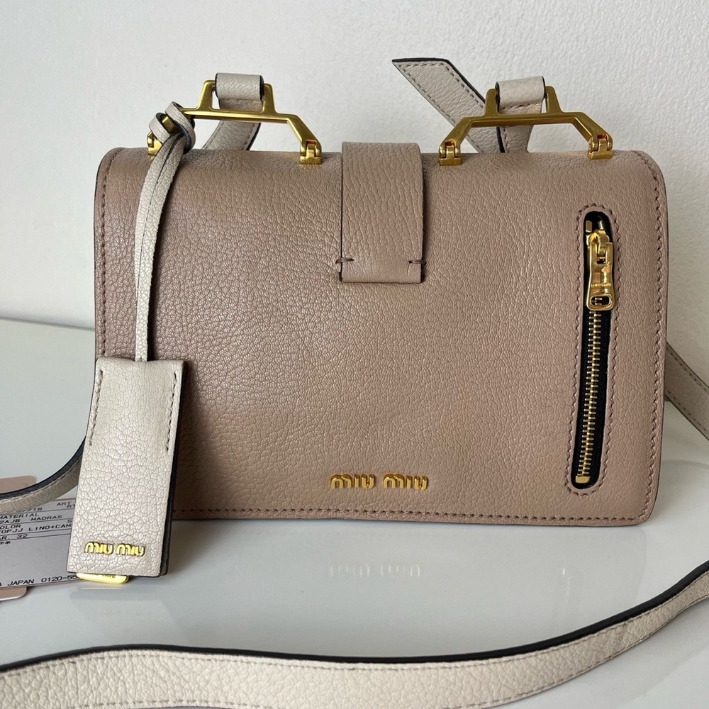 Miu Miu Beige Leather Crossbody Bag